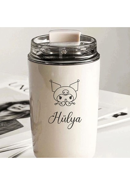 Kişiye Özel Retro Stil 240ML Vakumlu Isı Korumalı Kuromi Baskılı Termos Kupa
