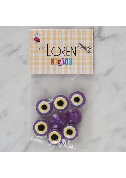 Loren Crafts Mor 8 Li Nazar Boncuğu Düğme - 169
