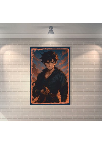 Anime Savaşçı Erkek Dekoratif Retro Ahşap Poster
