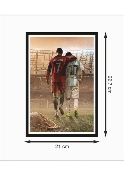 Ronaldo ve Messi Futbolcu Çerçeve Görünümlü Dekoratif Ahşap Poster fiyatları