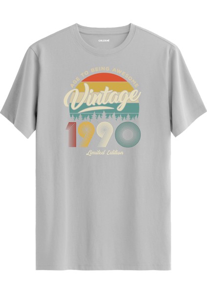 Vintage Tişört Nostalji 1991 Doğum Tarihli Bisiklet Yaka Basic Tişört Vintage Tasarım Tişört
