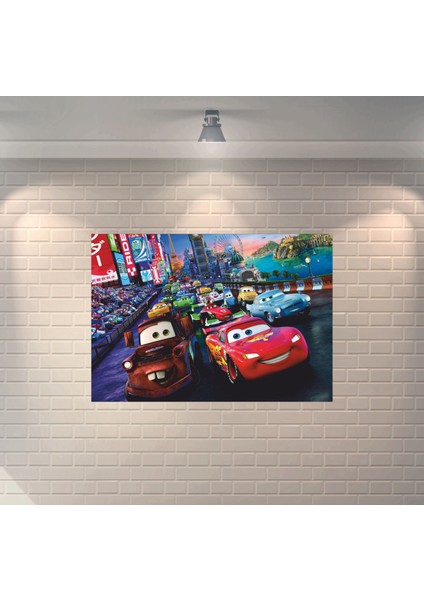 Arabalar Şimşek Mcqueen 2 Dekoratif Ahşap Poster