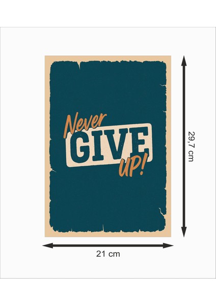 Never Gıve Up Dekoratif Retro Ahşap Poster fiyatları