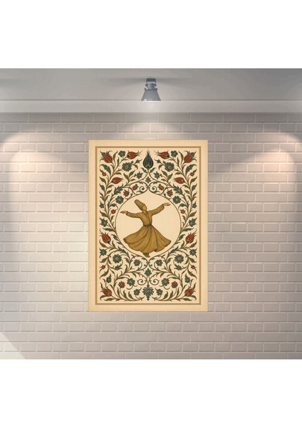 Semazen Tasavvuf Dekoratif Retro Ahşap Poster