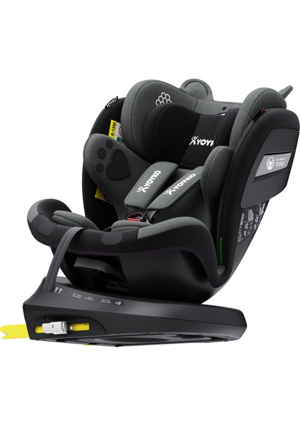 Bear 360 Derece Dönebilir Yatabilir 0-36 kg Isofixli Oto Koltuğu Gri