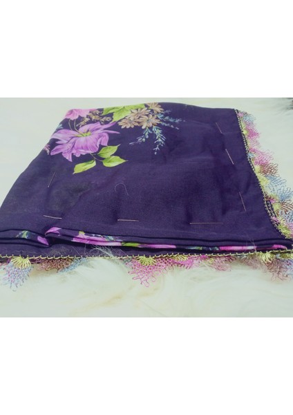 ve Reyhan %100 Pamuk Yazma Üzerine Tamamı El Işi Dört Tarafı Oyalı Yazma, Eşarp, Mevlit Örtüsü 100 x 100CM fırsatları