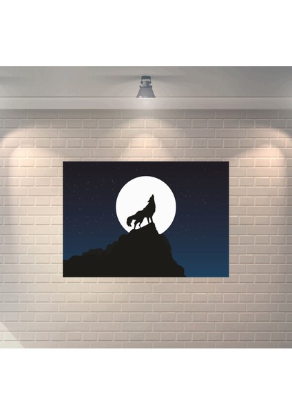 Bozkurt Gece Dekoratif Ahşap Poster