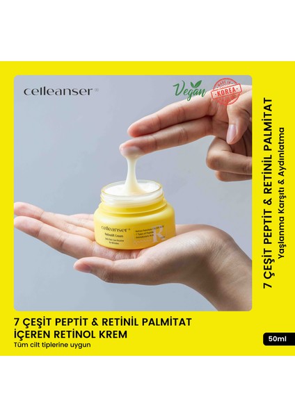 7 Peptit & Retinil Palmitat Içeren Retinol Krem – Canlı ve Sıkı Görünüm Için