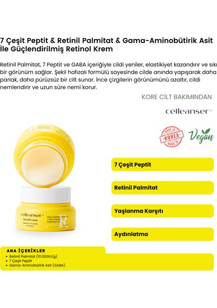 7 Peptit & Retinil Palmitat Içeren Retinol Krem – Canlı ve Sıkı Görünüm Için fiyatları