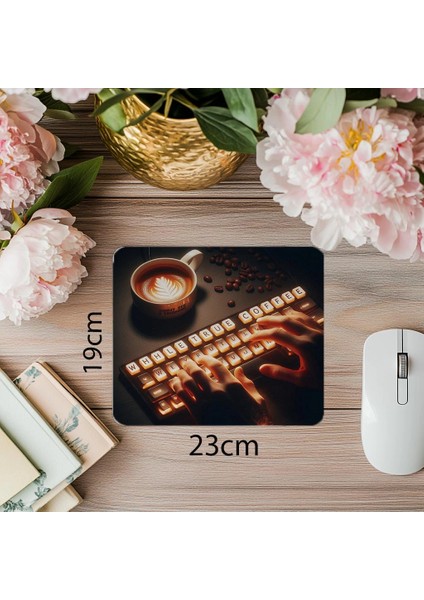 Kahve Klavye Yazılı Kod Mousepad - 19X23 cm 2 mm Dikdörtgen Ithal Baskılı Mouse Pad