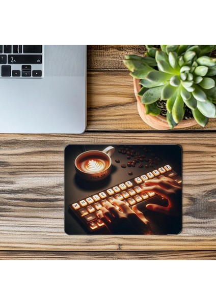 Kahve Klavye Yazılı Kod Mousepad - 19X23 cm 2 mm Dikdörtgen Ithal Baskılı Mouse Pad modelleri