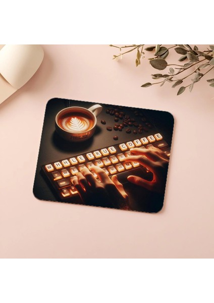 Kahve Klavye Yazılı Kod Mousepad - 19X23 cm 2 mm Dikdörtgen Ithal Baskılı Mouse Pad indirimleri