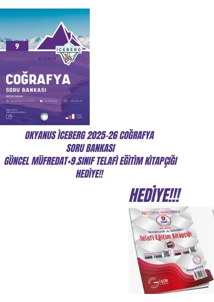 Okyanus 9 Iceberg Coğrafya Soru Bankası 2025-26+9.SINIF Telafi Eğitim Kitapçığı Hediye!!