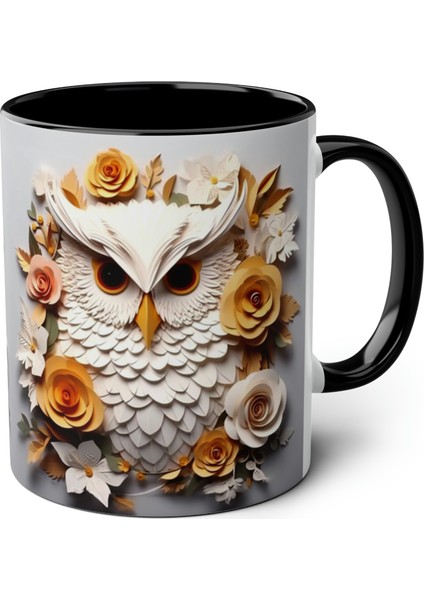 Baykuş Desenli Baskılı Kupa Bardak