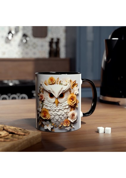 Baykuş Desenli Baskılı Kupa Bardak