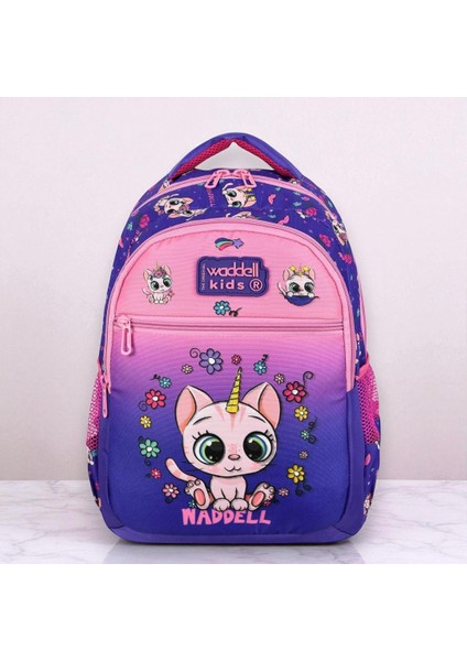 Lisanslı Mor-Pembe Kedi Desenli Kız Çocuk Okul Sırt Çantası,beslenme Çantası Seti fiyatları