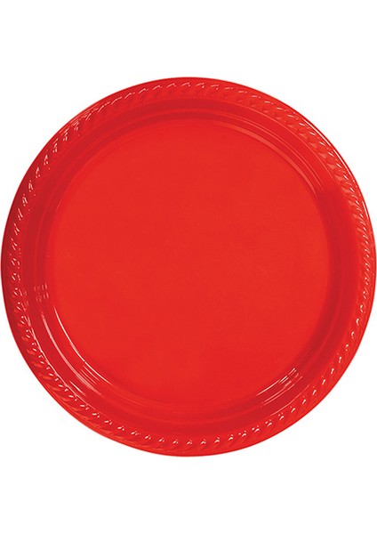 Tabak Plastik 22 cm (25 Adet) Kırmızı