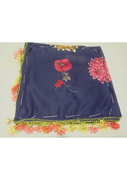 ve Reyhan %100 Pamuk Yazma Üzerine Tamamı El Işi Dört Tarafı Oyalı Yazma, Eşarp, Mevlit Örtüsü 100 x 100CM