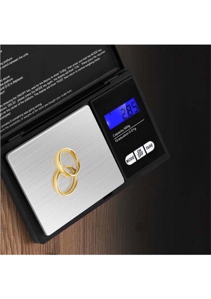 Kapaklı Küçük Dijital Hassas Cep Ölçeği Mücevher Vb. Terazisi LCD Elektronik Kuyumcu Laboratuvar Tartısı (Max: 500 Gr)