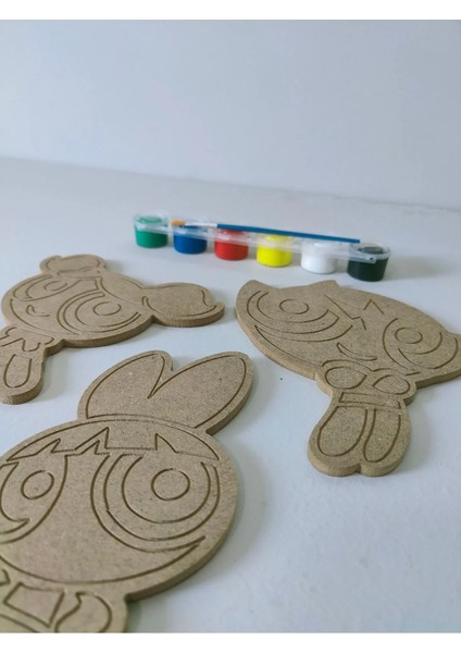 Ahşap Powerpuf Girlss Tasarım Boyama Seti. Eğitici Boyama Etkinliği. fiyatları