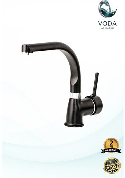 Balıksırtı Lavabo Bataryası – Siyah Krom, Modern ve Şık Tasarım