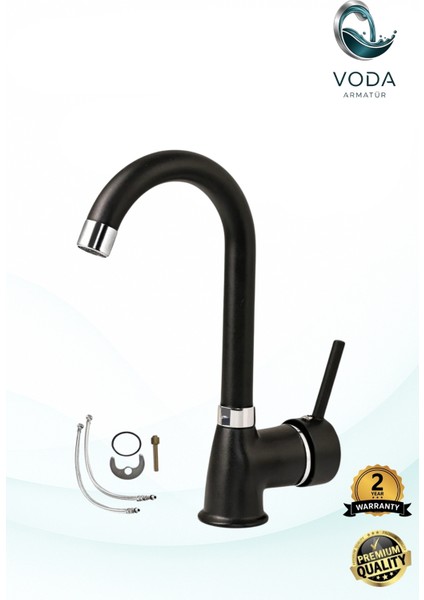 Baston Lavabo Bataryası – Siyah Krom, Modern ve Şık Tasarım