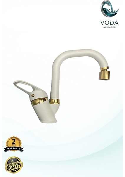 Köşe Lavabo Bataryası – Beyaz Gold, Modern ve Şık Tasarım