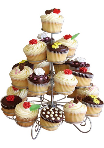 Metal Cupcake Standı 4 Katlı / 23 Lü Kek Standı