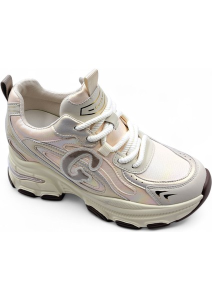 G25K450 Gizli Topuk Kadın Bej-Uçuk Pembe Sneaker Spor Ayakkabı indirimleri