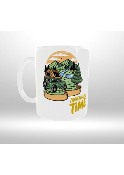 Doğa Kamp Temalı "time To Adventure" Yazılı Tasarım Kupa