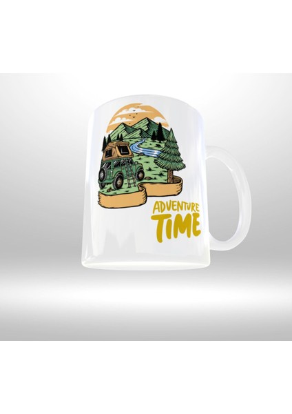 Doğa Kamp Temalı "time To Adventure" Yazılı Tasarım Kupa modelleri