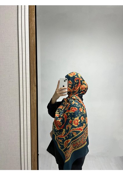 Etnik Desen Petrol Sarı Renk Soft Pamuk Şal modelleri