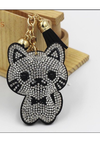 Taşlı Desenli Tasarım Ayıcıklı Anahtarlık ve Çanta Süsü