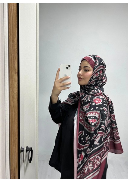 Etnik Desen Siyah Bordo Renk Soft Pamuk Şal modelleri