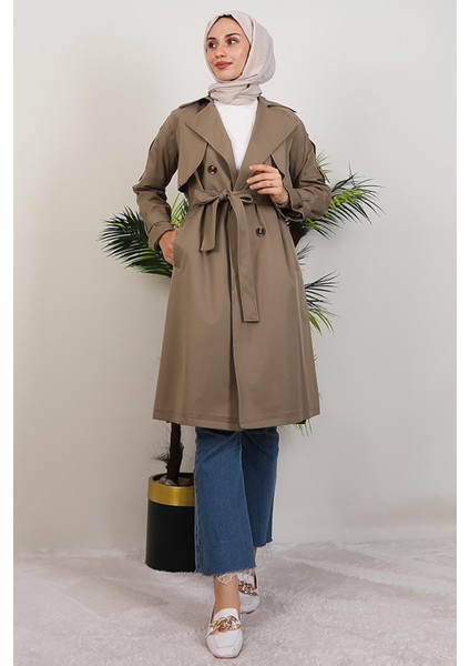 Erna Trençkot Açık Haki modelleri