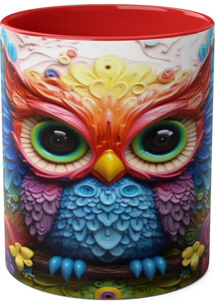 Baykuş Desenli Baskılı Kupa