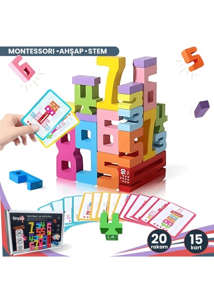 Montessori Ahşap Sayı Blokları | Okul Öncesi Eğitici Matematik Oyuncağı, Stem, Motor ve Zeka Gelişim