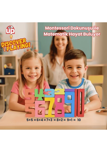 Montessori Ahşap Sayı Blokları | Okul Öncesi Eğitici Matematik Oyuncağı, Stem, Motor ve Zeka Gelişim