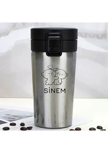 Kişiye Özel Paslanmaz Çelik 380 ml Vakumlu Ayıcık Baskılı Termos - Isı Yalıtımlı, Sızdırmaz Kapak fiyatları
