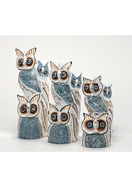 Ahşap 3'lü Baykuş Seti Model 6