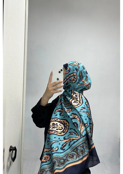 Etnik Desen Mavi Lacivert Renk Soft Pamuk Şal fırsatları