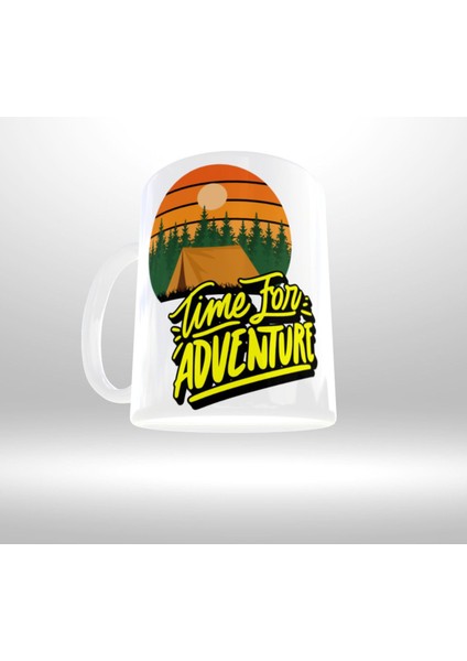 Doğa Kamp Temalı "tıme To Adventure" Yazılı Tasarım Kupa modelleri