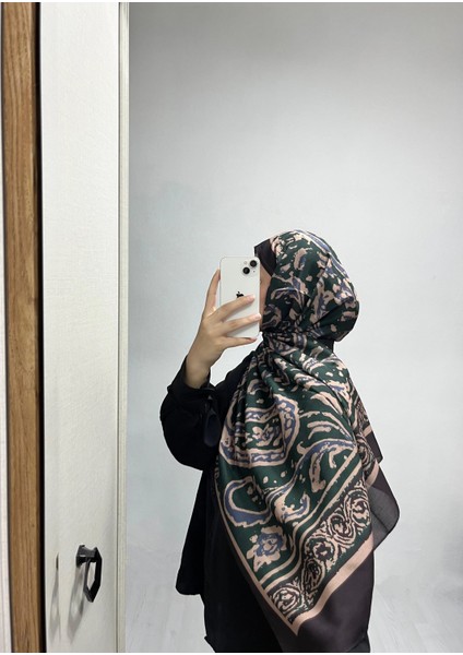Etnik Desen Zümrüt Renk Soft Pamuk Şal