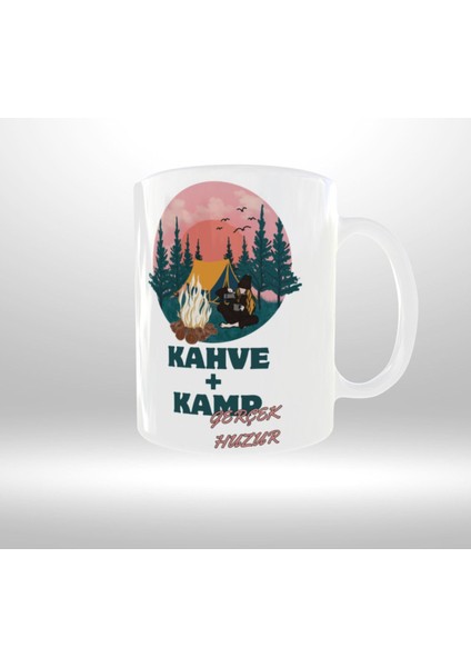 Kamp-Doğa Temalı "kahve ve Kamp Gerçek Huzur" Yazılı Retro Tasarım Kupa fiyatları