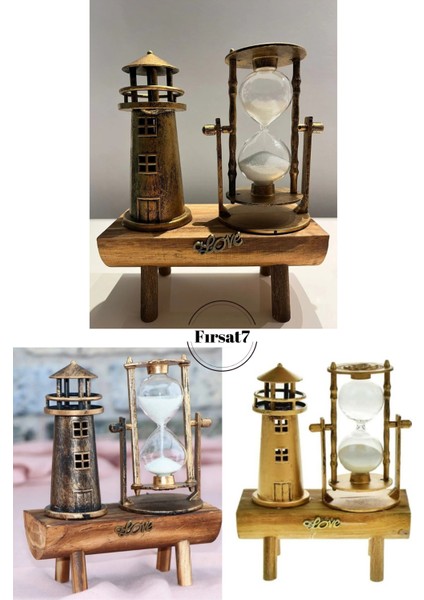 Dekoratif Kum Saati Deniz Feneri Masaüstü 18X15 Kum Saati Ayaklı Dekorasyon Ev Ofis Sevgiliye Hediye
