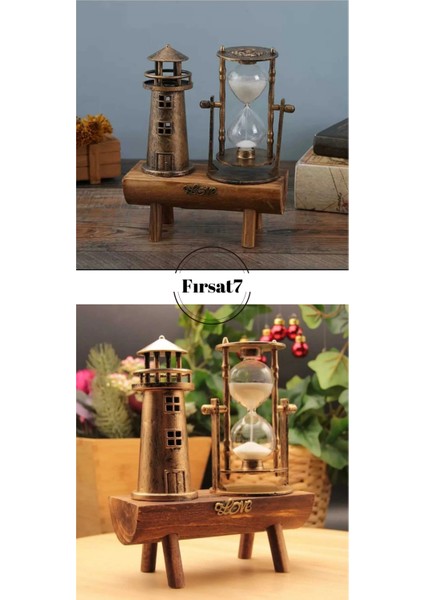 Dekoratif Kum Saati Deniz Feneri Masaüstü 18X15 Kum Saati Ayaklı Dekorasyon Ev Ofis Sevgiliye Hediye