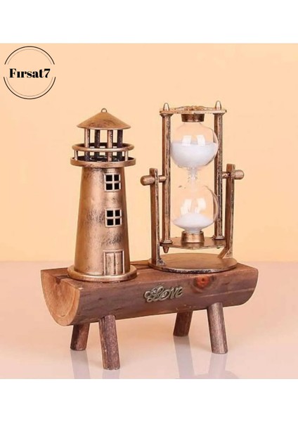 Dekoratif Kum Saati Deniz Feneri Masaüstü 18X15 Kum Saati Ayaklı Dekorasyon Ev Ofis Sevgiliye Hediye