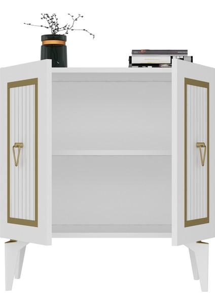 CAD001BG-CAPRİ Çok Amaçlı Dolap , Ayakkabılık , Konsol Beyaz-Gold