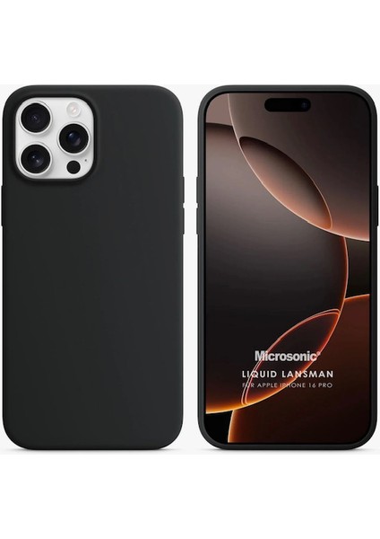 iPhone 16 Pro Siyah Silikon Kılıf Leke Tutmaz Silinebilir Içi Kadife Kamera Yükseltili Kapak