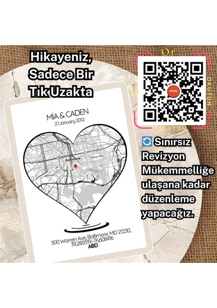 Kişiye Özel Aşk Lokasyon Posteri – Harita, Tarih, Isim ve Mekanlı Metal Baskı + A4 Beyaz Çerçeve indirimleri